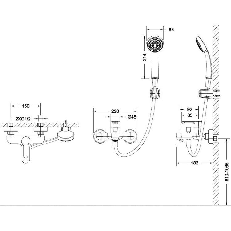 Смеситель для ванны с душем Bravat Stream F63783C-B