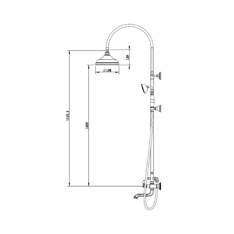 Душевая колонна со смесителем для ванны BRAVAT Art F65193CP-A2-RUS