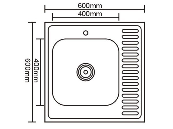 Мойка SinkLight накл.нерж. 60х60 0.6x160 3 1/2 левая, с сифоном