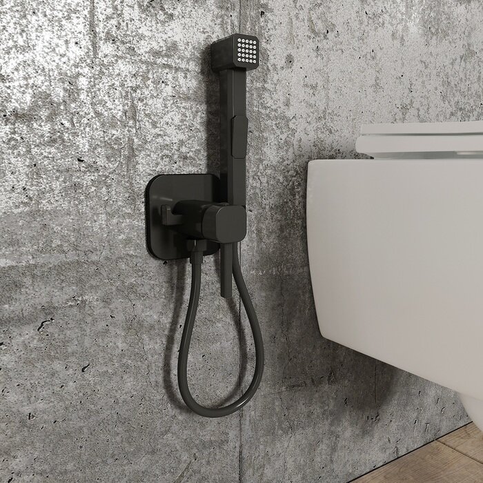 Гигиенический душ IDDIS Axes 004BLS0i08 матовый черный, встраиваемый